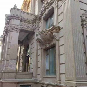 白城 黄金麻花岗岩光面别墅外墙干挂施工完成