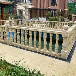 白城黄金麻花岗岩石材栏杆，扶手，将军柱，花瓶柱