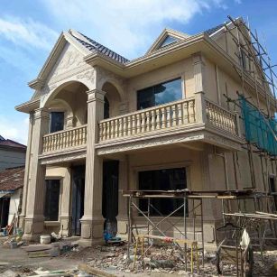 白城 黄金麻花岗岩石材私人别墅雕花门楼柱阳台栏杆