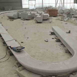 白城 芝麻白花岗岩弧形花坛石，坐凳石