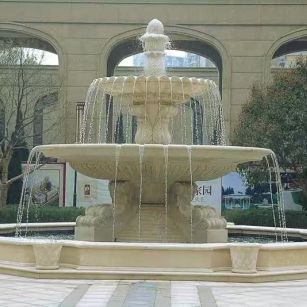 白城 黄金麻花岗岩异型加工——户外庭院石雕流水喷泉