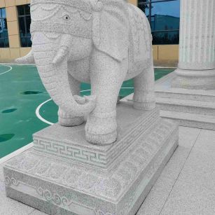 白城 白麻花岗岩动物异形石雕-大象