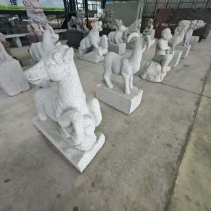白城 芝麻白花岗岩造型立体雕刻——十二生肖