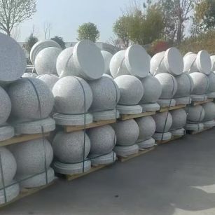 白城 白麻花岗岩石材圆球，石球，挡车球，隔离球，景观石球，风水球等